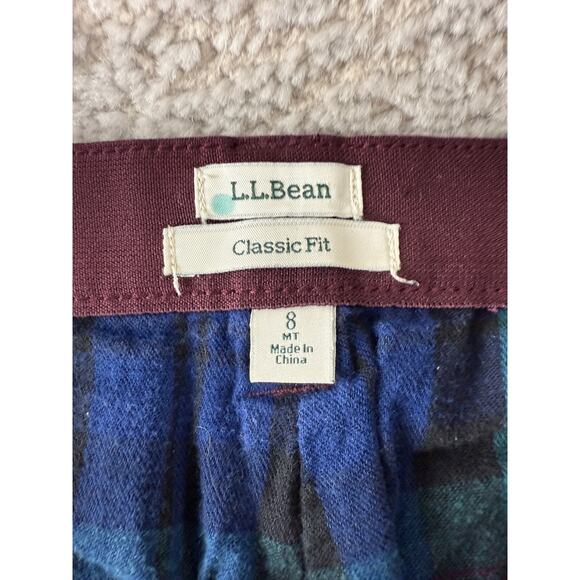 LL Bean Size 8 Classic Fit Straight Leg Pants Purple Fleece Lined Cotton Stretch - Picture 9 of 12